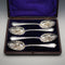 Late 19th Century English Antique Silver Plated Berry Spoons, Set of 4, Cased