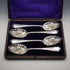 Late 19th Century English Antique Silver Plated Berry Spoons, Set of 4, Cased