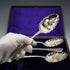 Late 19th Century English Antique Silver Plated Berry Spoons, Set of 4, Cased