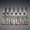 Circa 1899 British Antique Mother-of-Pearl Handle Dessert Cutlery Set for 6, Sterling Silver Accents, Some Damage