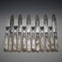 Circa 1899 British Antique Mother-of-Pearl Handle Dessert Cutlery Set for 6, Sterling Silver Accents, Some Damage