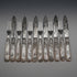 Circa 1899 British Antique Mother of Pearl Handle Dessert Cutlery Set for 6, Silver Decoration