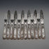 Circa 1899 British Antique Mother of Pearl Handle Dessert Cutlery Set for 6, Silver Decoration