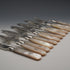 Circa 1899 British Antique Mother of Pearl Handle Dessert Cutlery Set for 6, Silver Decoration
