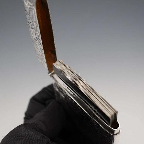 1906 British Antique Sterling Silver Card Case 64g Joseph Gloster