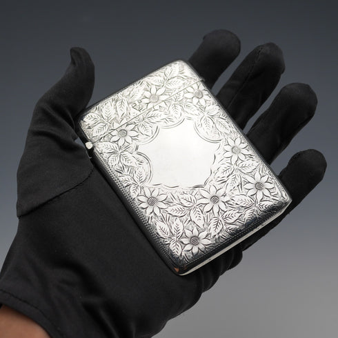 1906 British Antique Sterling Silver Card Case 64g Joseph Gloster