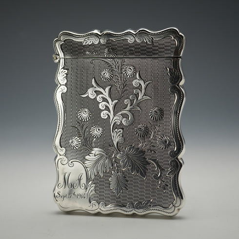 1902 English Antique Sterling Silver Card Case 61g Sydney&Co