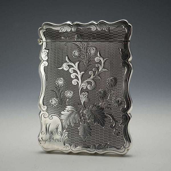 1902 English Antique Sterling Silver Card Case 61g Sydney&Co