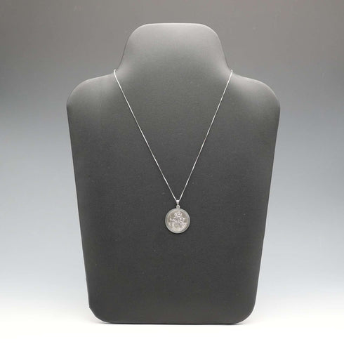 Vintage Sterling Silver St. Christopher Medal Pendant with Sterling Silver Necklace, Total 5.8g