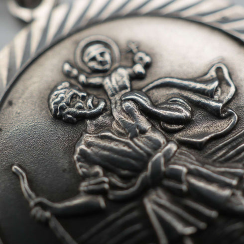 Vintage Sterling Silver St. Christopher Medal Pendant with Sterling Silver Necklace, Total 5.8g