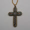 Antique Nickel & Micro Mosaic Cross Pendant with Necklace