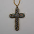 Antique Nickel & Micro Mosaic Cross Pendant with Necklace