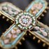 Antique Nickel & Micro Mosaic Cross Pendant with Necklace