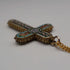Antique Nickel & Micro Mosaic Cross Pendant with Necklace
