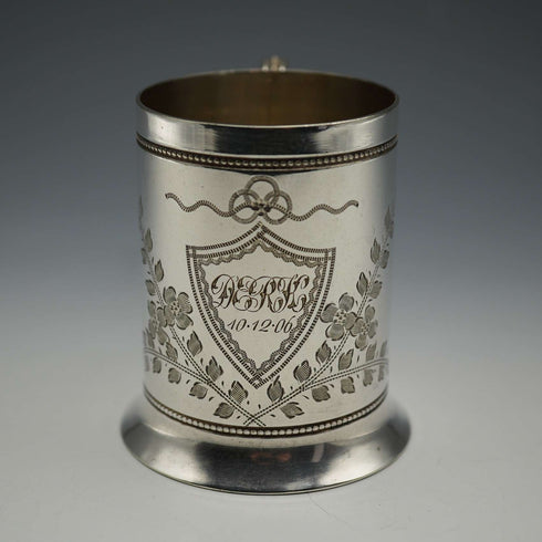 Circa 1906 Antique British Silverplate Christening Mug by Daniel & Arter