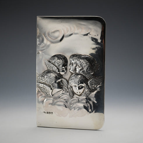 1904年 英國古董 純銀製聖經封面 雷諾茲天使 William Comyns