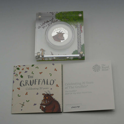UK "The Gruffalo" 20th Anniversary 50p Proof Silver Coin Royal Mint, Cased with Certificate of Authenticity