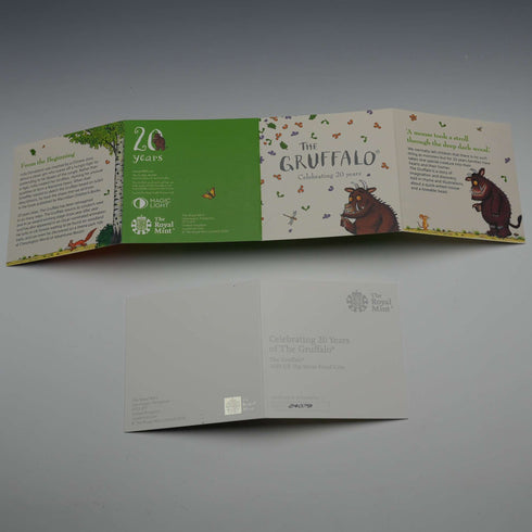 UK "The Gruffalo" 20th Anniversary 50p Proof Silver Coin Royal Mint, Cased with Certificate of Authenticity