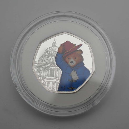 UK "Paddington Bear St Paul's Cathedral" 50p Proof Silver Coin Royal Mint, with Case and Certificate of Authenticity