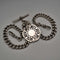 1915 British Antique Sterling Silver Double Albert Chain with Sterling Silver Medal Fob, 61g