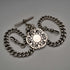 1915 British Antique Sterling Silver Double Albert Chain with Sterling Silver Medal Fob, 61g