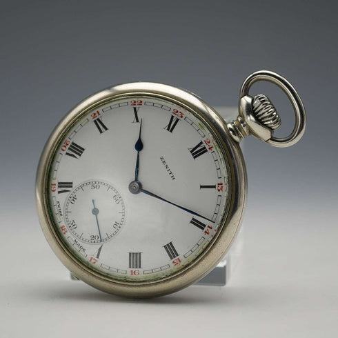 Circa 1929 Switzerland Zenith Pocket Watch Swan Neck Mechanical Open Face Runs Well