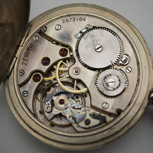Circa 1929 Switzerland Zenith Pocket Watch Swan Neck Mechanical Open Face Runs Well
