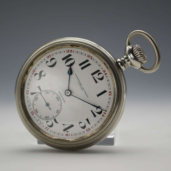 c. 1929 Switzerland Zenith Pocket Watch Mechanical Railroad Watch Alloy Case Good Working Order