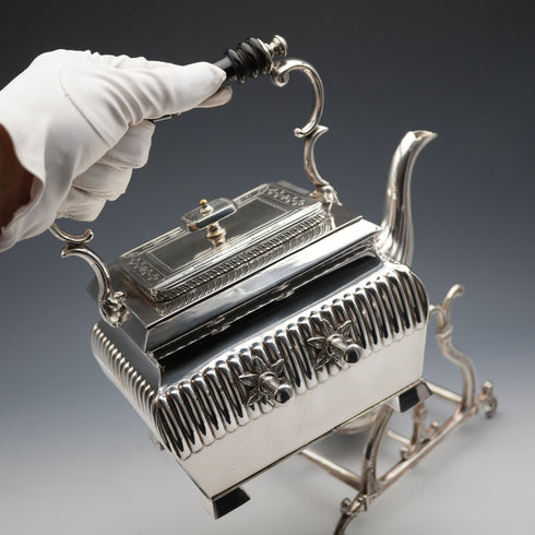 English Antique Silver-plated Tea Kettle Set by Sturges, Bladon and Middleton