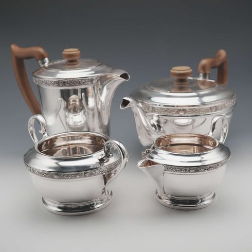 British Vintage Silver-plated Art Deco Style Tea Set by Viners