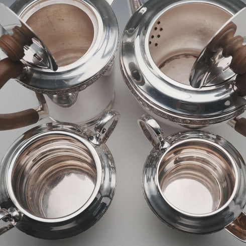 British Vintage Silver-plated Art Deco Style Tea Set by Viners