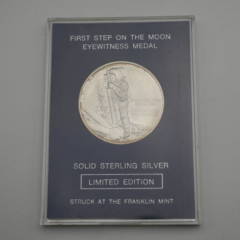 1969年 「アポロ11号 月面着陸」 純銀製 記念メダル 27g Franklin Mint ケース入り