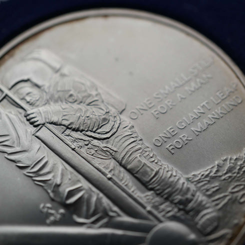 1969 "Apollo 11 Moon Landing" Sterling Silver Commemorative Medal 27g Franklin Mint with Case