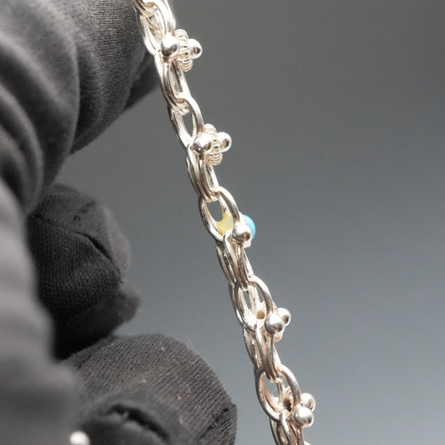 ヴィンテージ 835シルバー&アクアマリン ブレスレット 15g