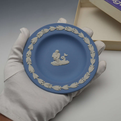 Wedgwood Jasperware Aquarius Trinket Dish, Pale Blue, Boxed