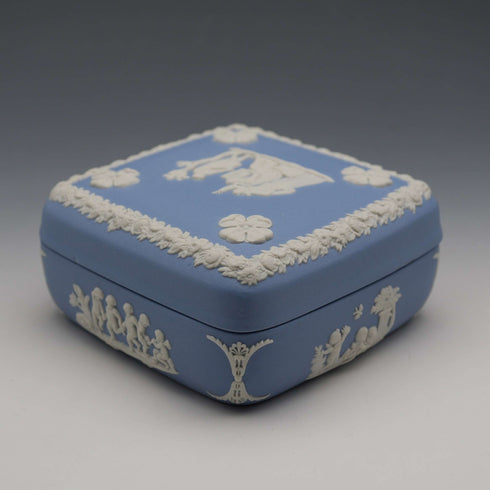1969 Pale Blue Wedgwood Jasperware Square Lidded Box