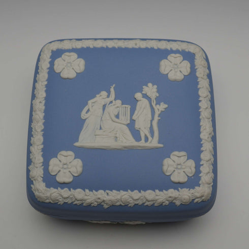 1969 Pale Blue Wedgwood Jasperware Square Lidded Box