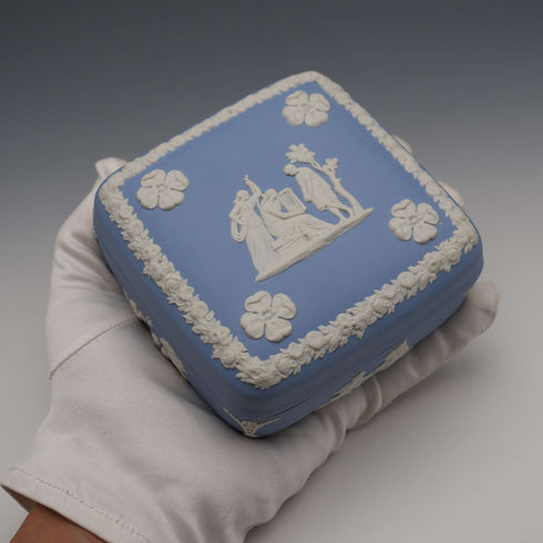 1969 Pale Blue Wedgwood Jasperware Square Lidded Box