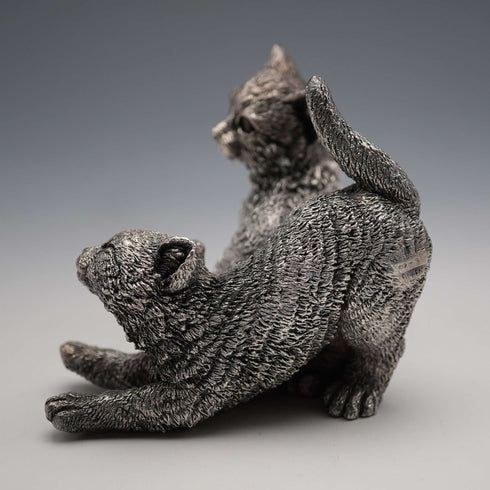 British Comyns Two Kittens Silver Plated Sculpture Figurine