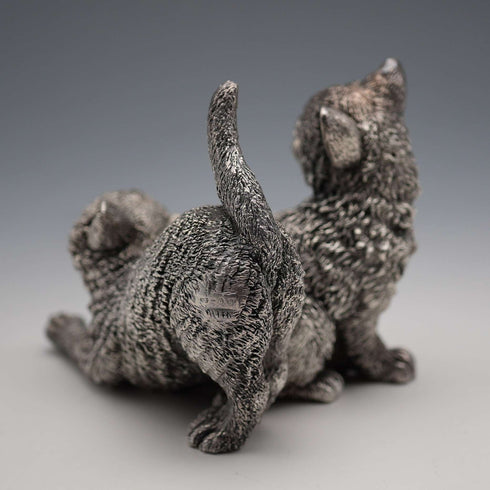 British Comyns Two Kittens Silver Plated Sculpture Figurine