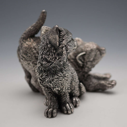 British Comyns Two Kittens Silver Plated Sculpture Figurine