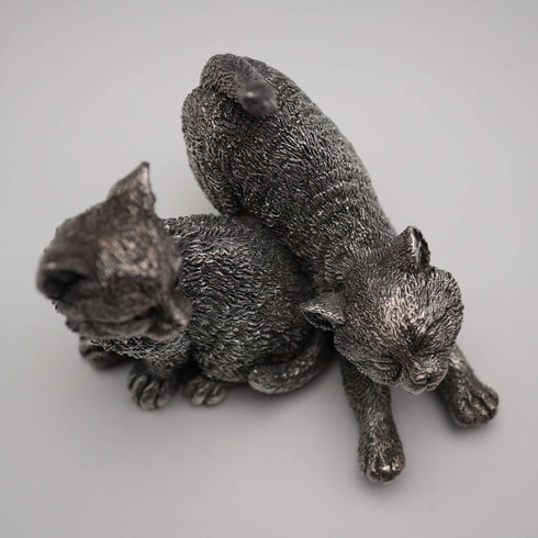 British Comyns Two Kittens Silver Plated Sculpture Figurine