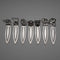 Vintage Ruby-Eyed Animal Head Sterling Silver Bookmark Set of 7, total 27g