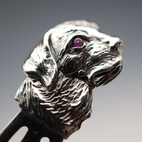Vintage Ruby-Eyed Animal Head Sterling Silver Bookmark Set of 7, total 27g
