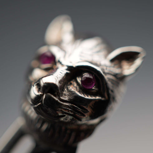 Vintage Ruby-Eyed Animal Head Sterling Silver Bookmark Set of 7, total 27g