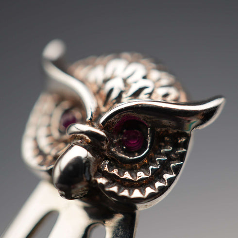 Vintage Ruby-Eyed Animal Head Sterling Silver Bookmark Set of 7, total 27g