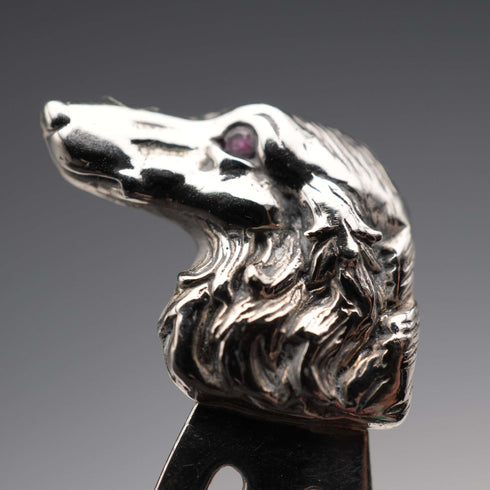 Vintage Ruby-Eyed Animal Head Sterling Silver Bookmark Set of 7, total 27g