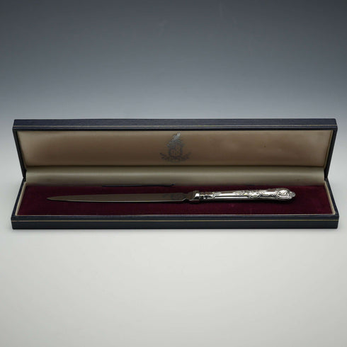 1997 UK Vintage Sterling Silver Handle Letter Opener in Case Boodle & Dunthorne