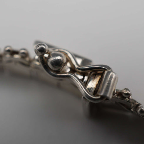 British Vintage Sterling Silver Flowing Plate Link Necklace 40cm 21g