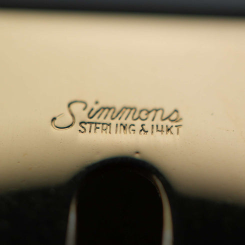 米国 ヴィンテージ Simmons スターリングシルバー&14金装飾 マネークリップ 14g
